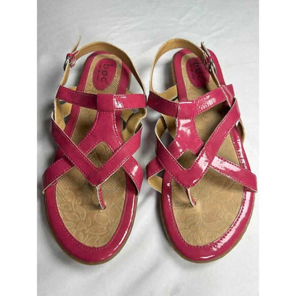 B.O.C born hot pink sandal sling back  shiny Barbie preppy summer beach Sz 10 - Picture 1 of 9